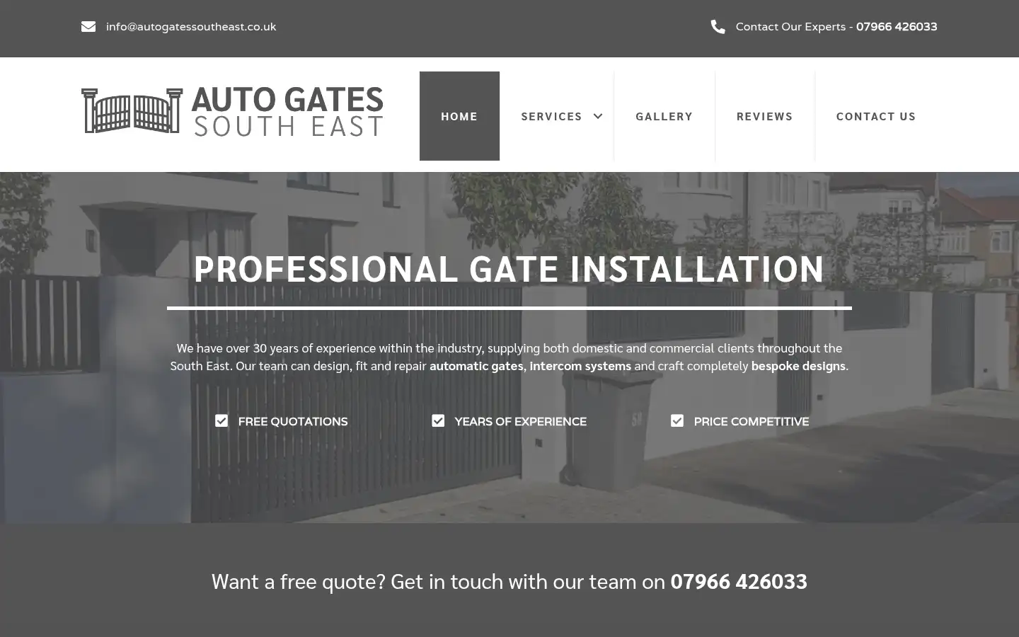 Screenshot of autogatessoutheast.co.uk