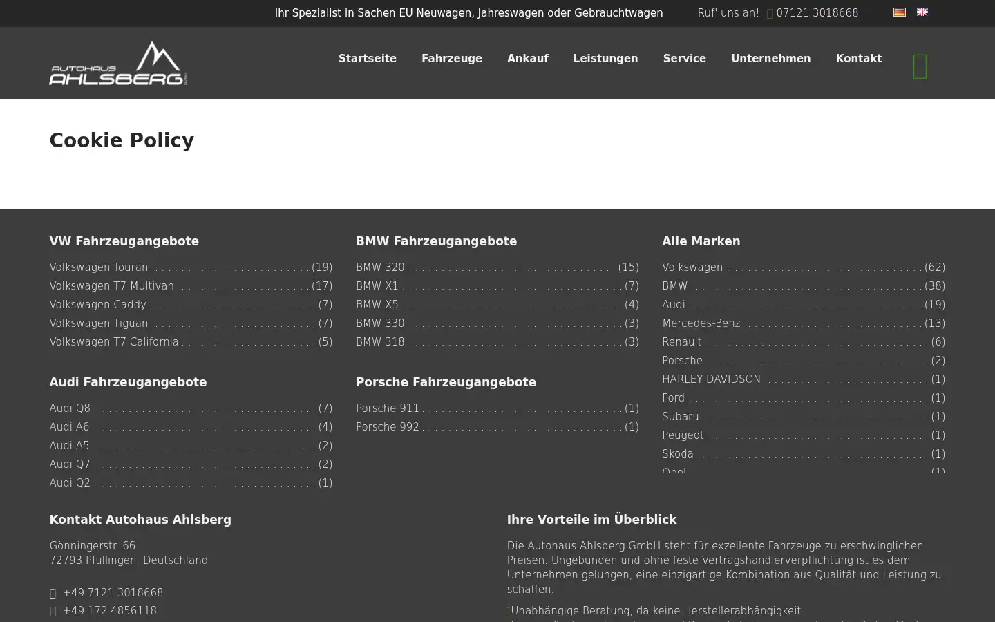 Screenshot of autohaus-ahlsberg.de