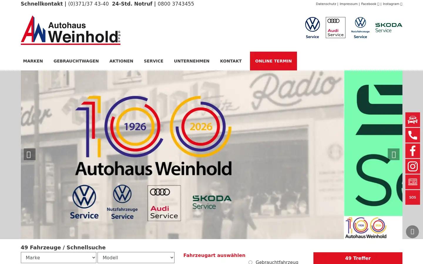 Screenshot of autohausweinhold.de