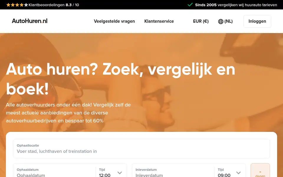 Screenshot of autohuren.nl