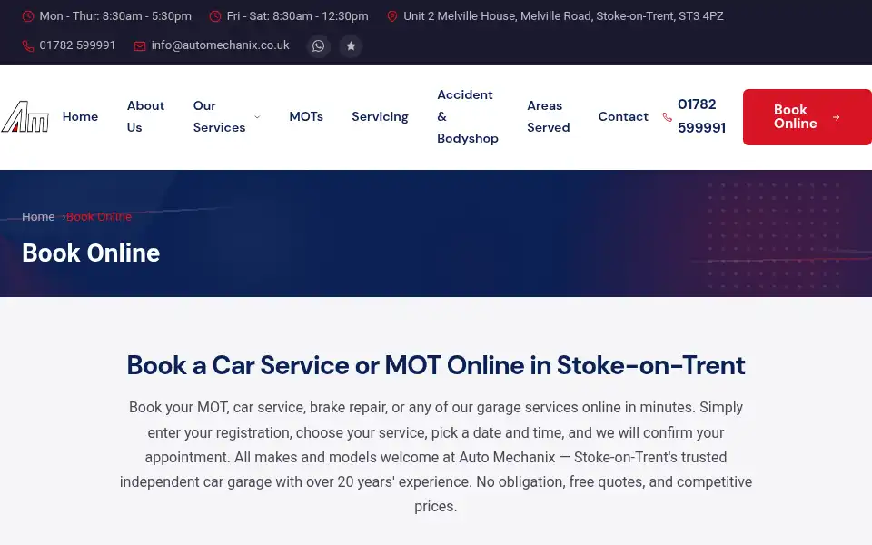 Screenshot of automechanix.co.uk