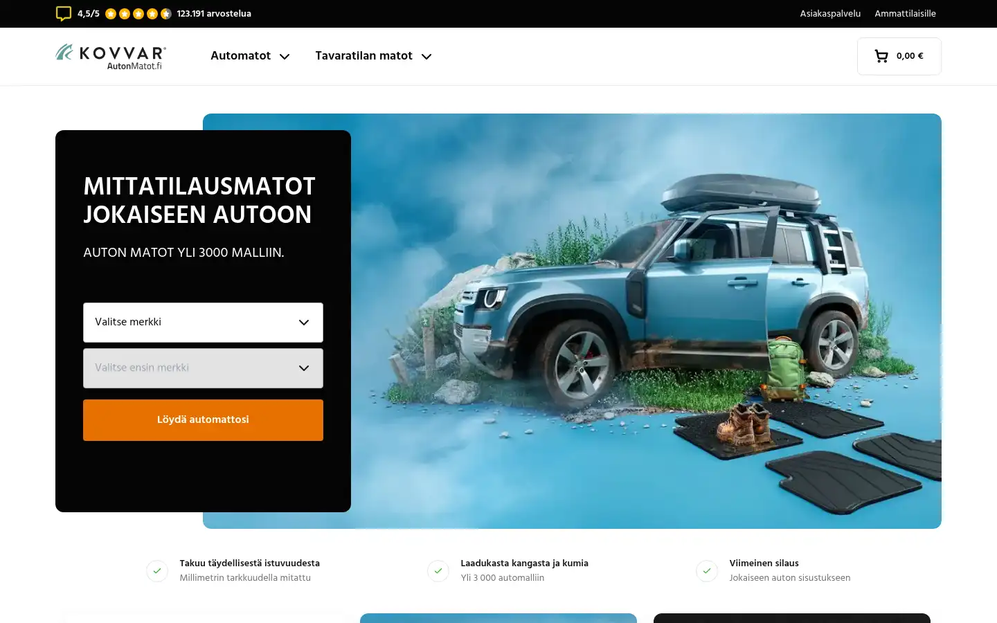 Screenshot of autonmatot.fi