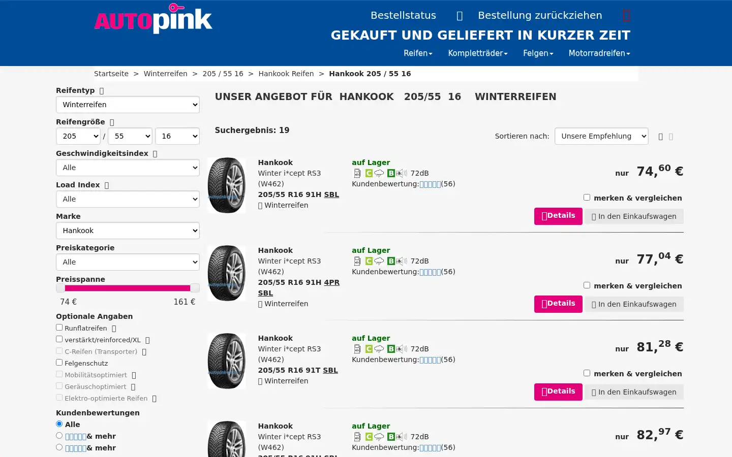 Screenshot of autopink-shop.de