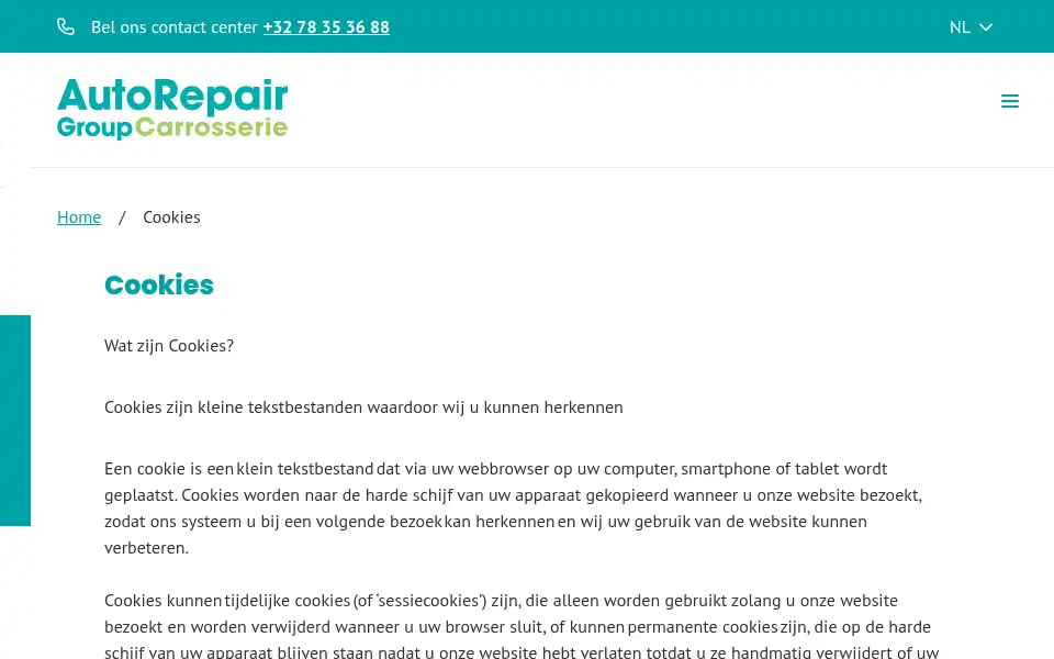 Screenshot of autorepairgroup.be