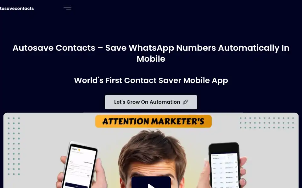 Screenshot of autosavecontacts.com