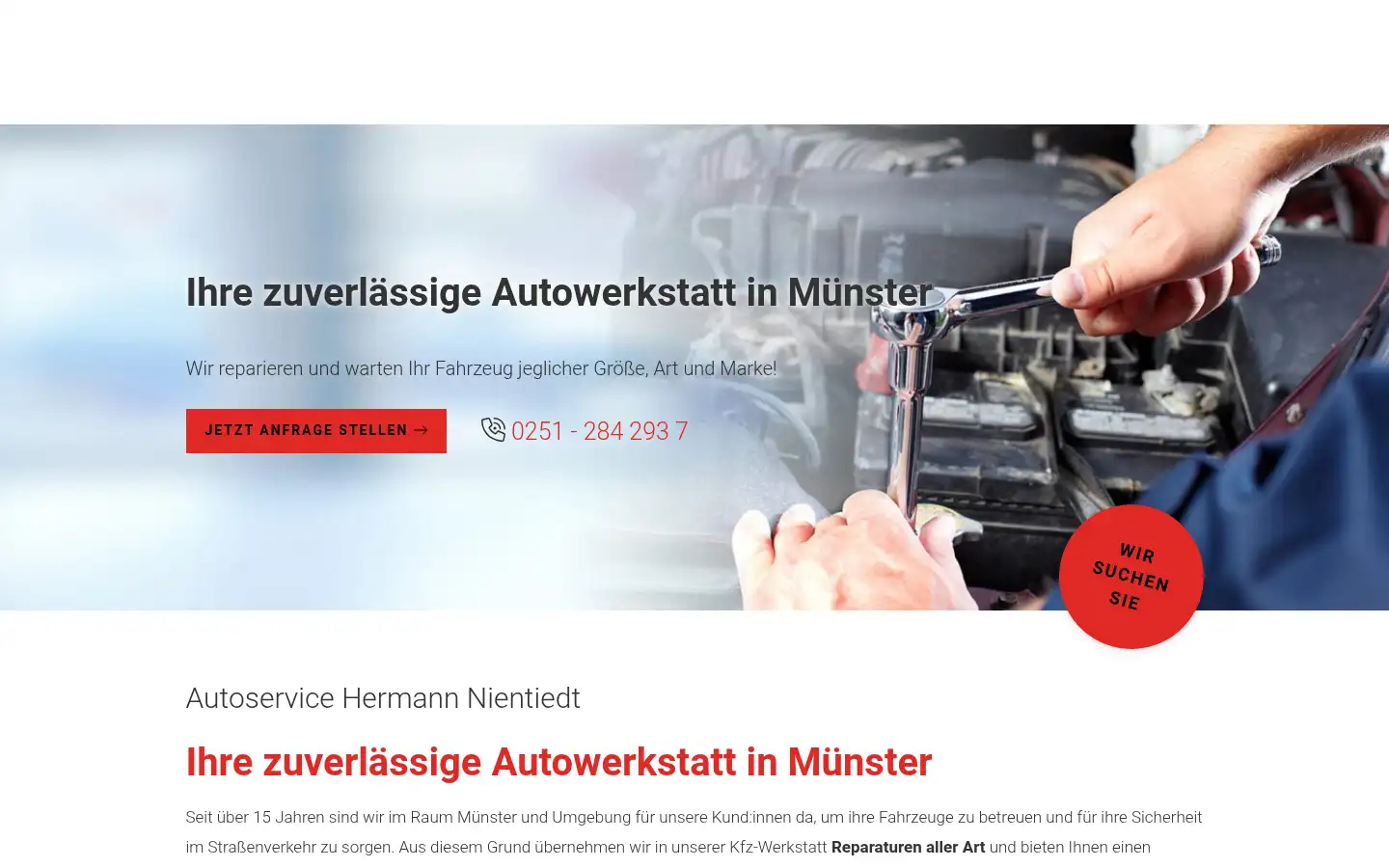 Screenshot of autoservice-nientiedt.de
