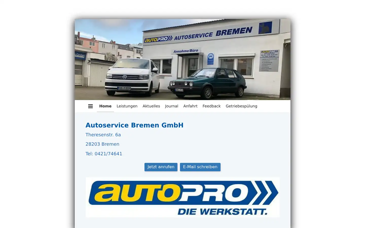 Screenshot of autoservicebremen.chayns.site