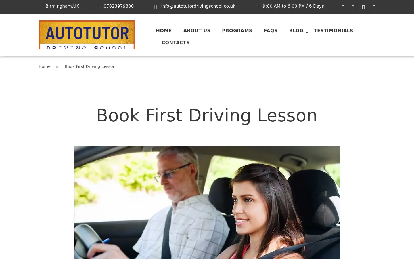 Screenshot of autotutordrivingschool.co.uk