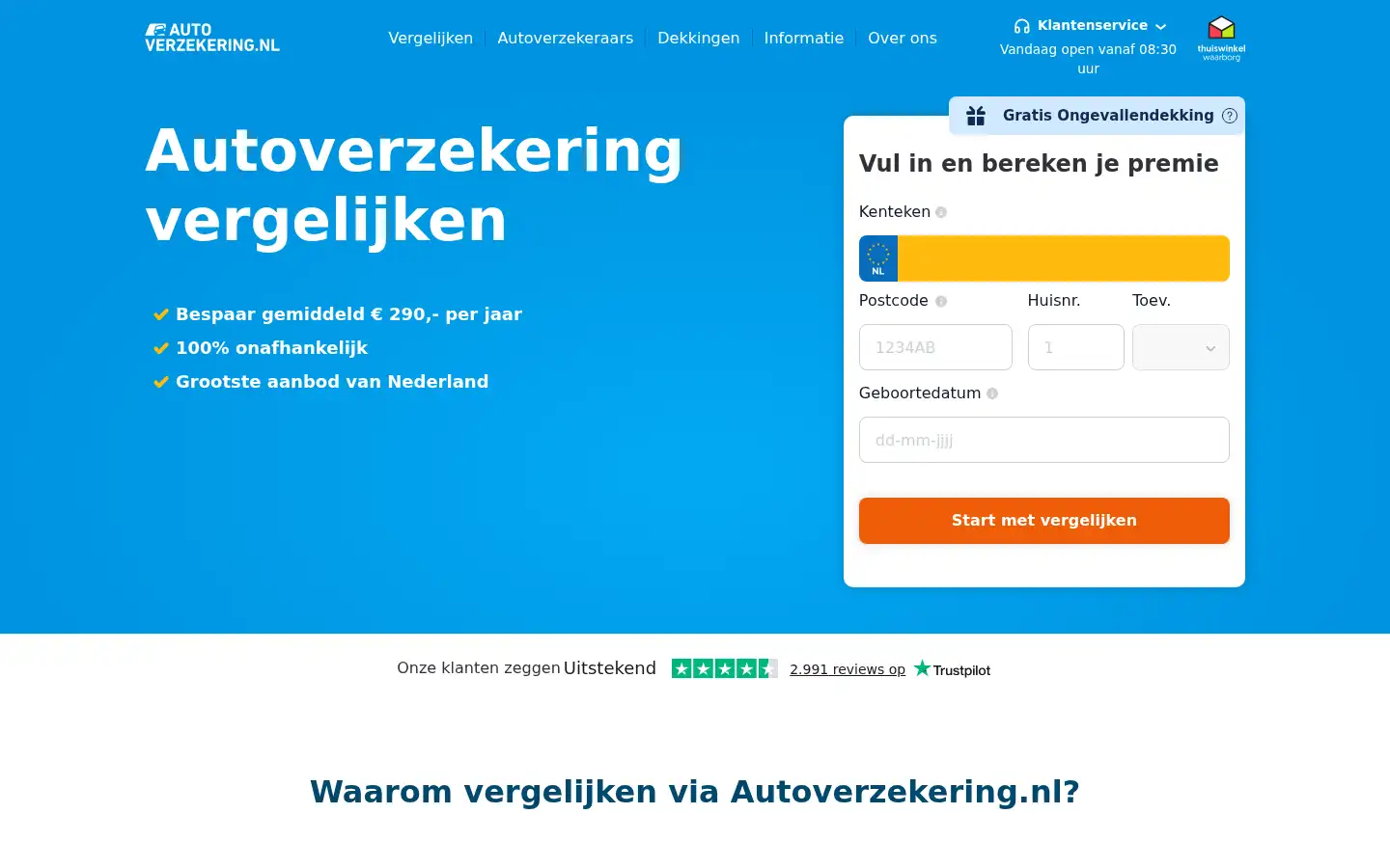 Screenshot of autoverzekering.nl