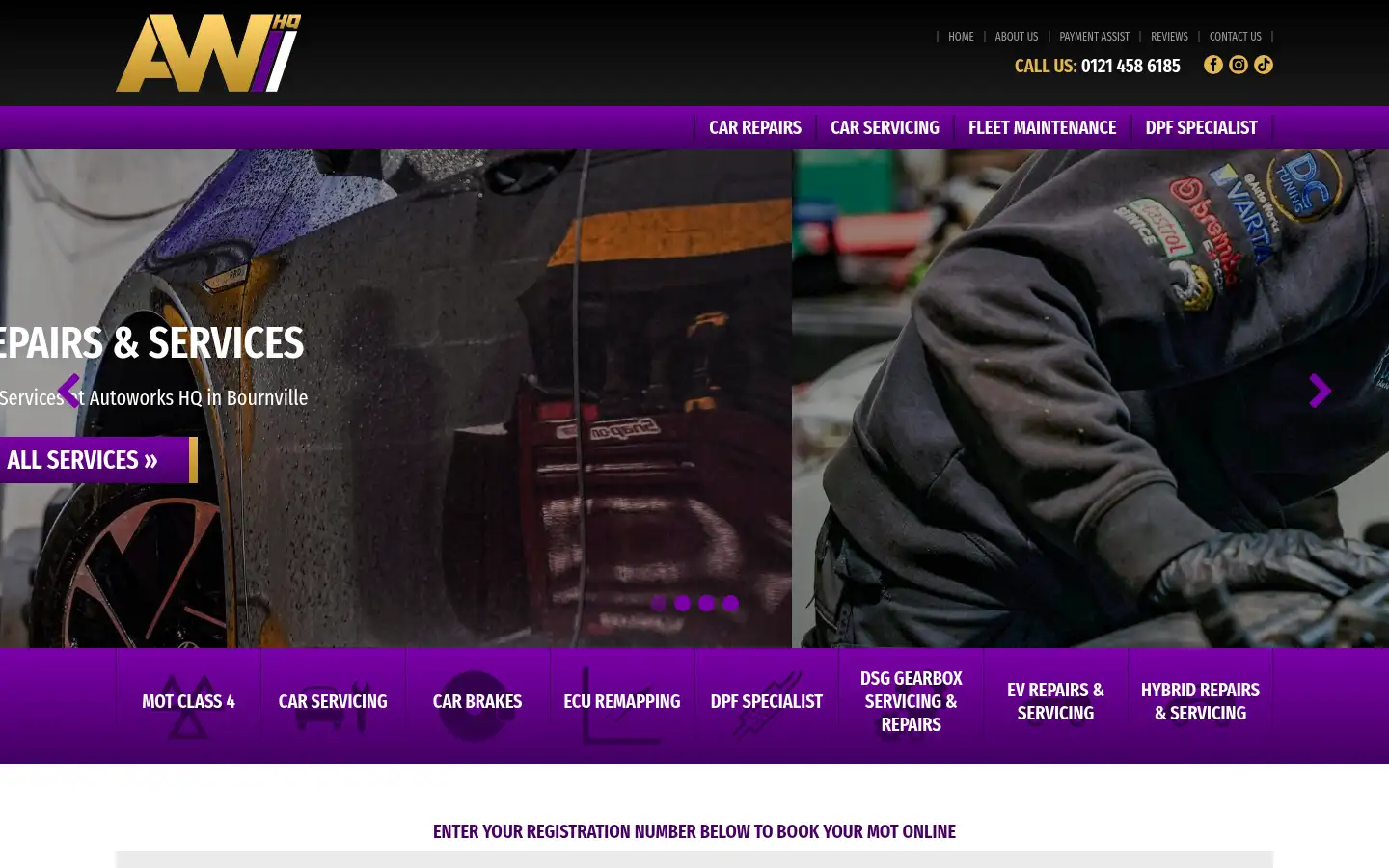 Screenshot of autoworkshq.co.uk
