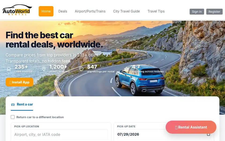 Screenshot of autoworldrental.com