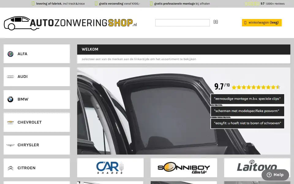 Screenshot of autozonweringshop.nl