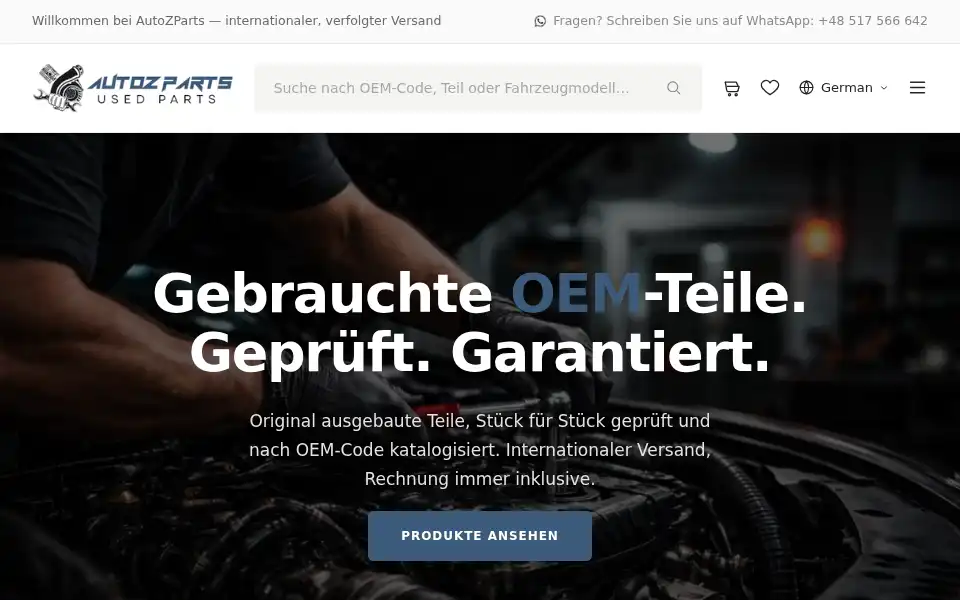 Screenshot of autozparts.eu