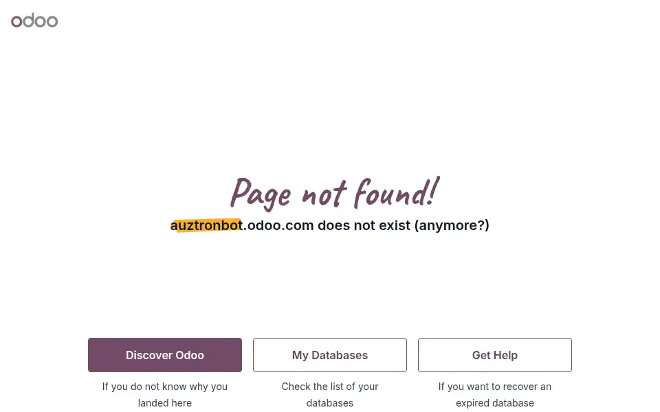 Screenshot of auztronbot.odoo.com