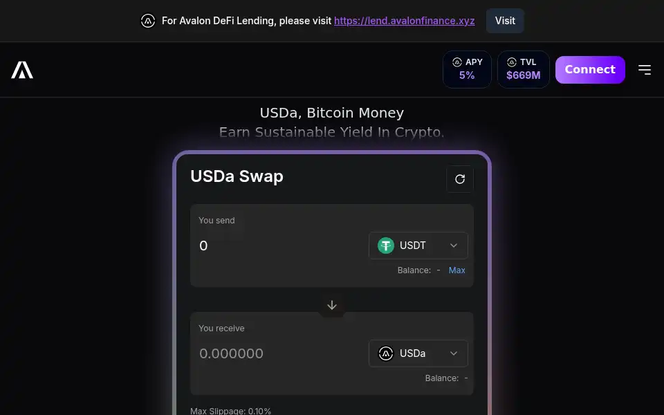 Screenshot of avalonfinance.io