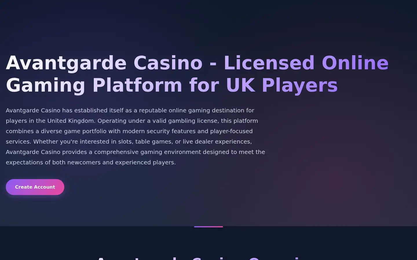 Screenshot of avantgardecasinouk.com