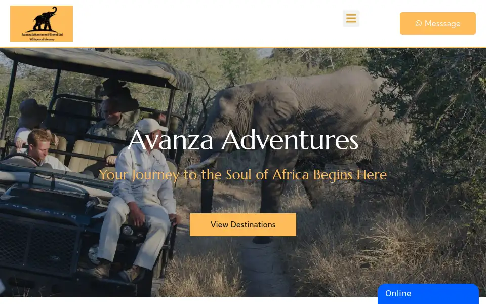 Screenshot of avanzaadventures.com