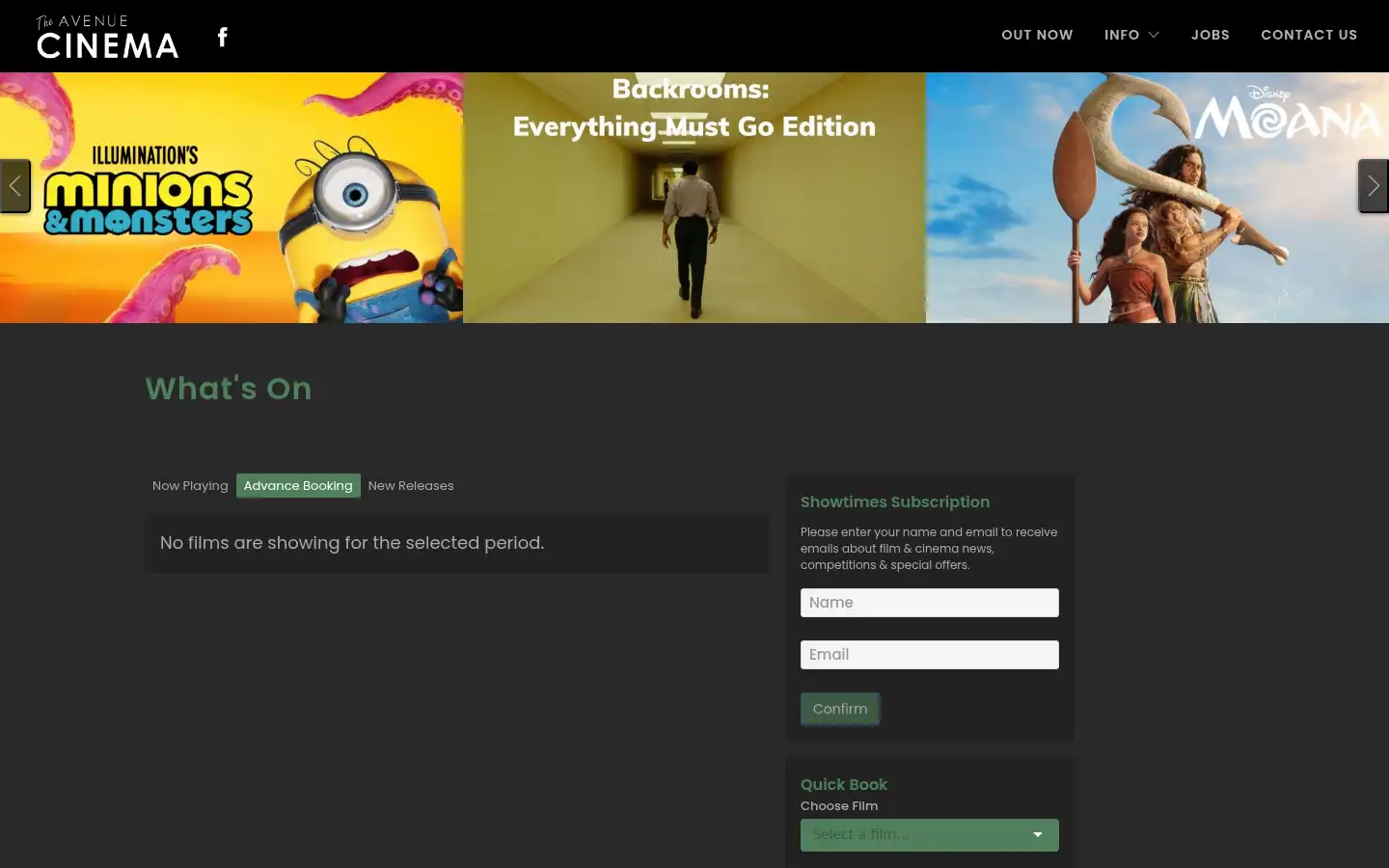 Screenshot of avenue-cinema.co.uk