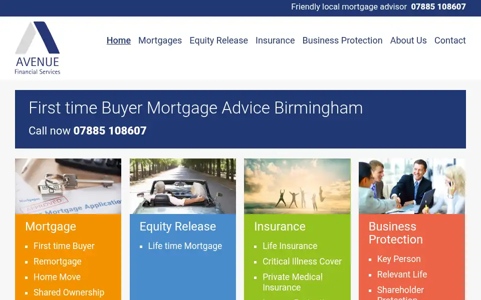 Screenshot of avenuefinancialservices.co.uk