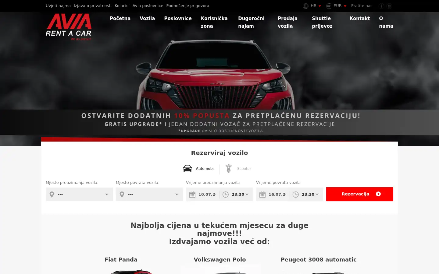 Screenshot of avia-rentacar.hr