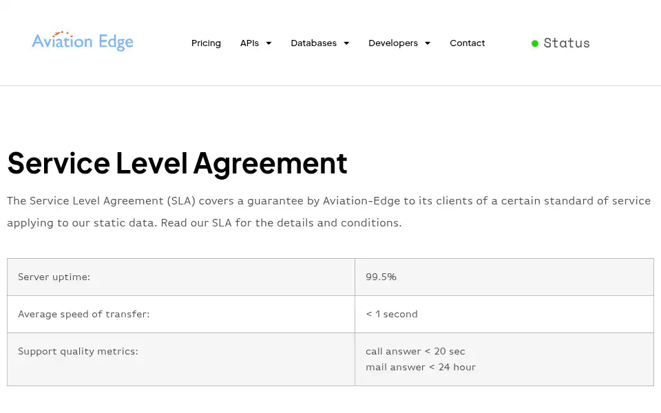 Screenshot of aviation-edge.com