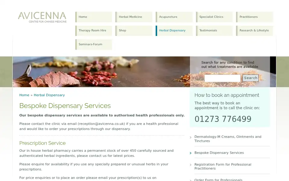 Screenshot of avicenna.co.uk