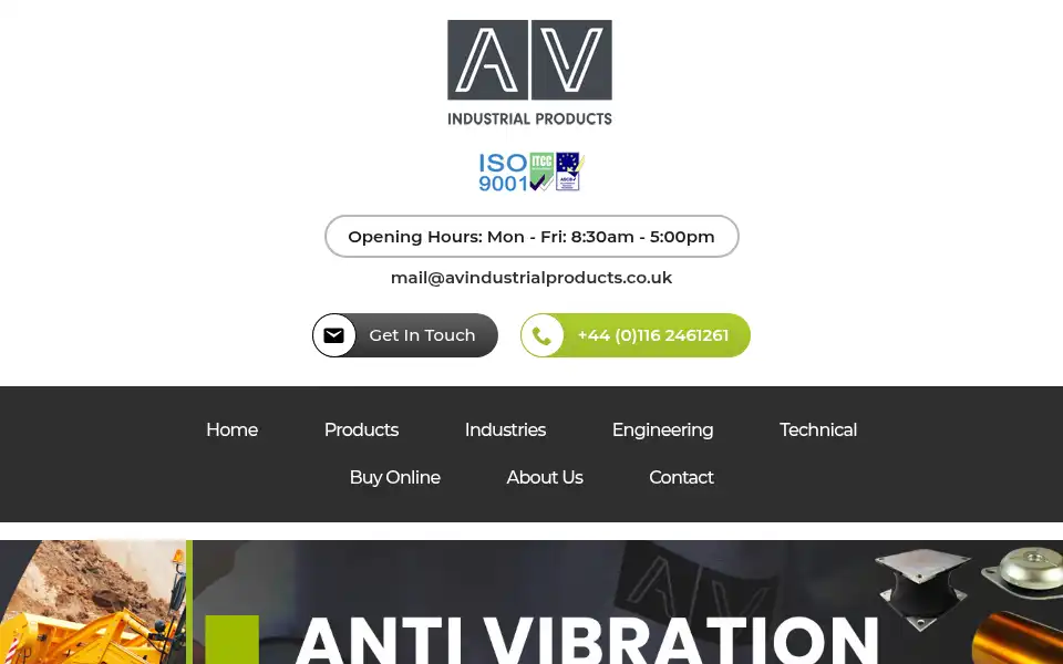 Screenshot of avindustrialproducts.co.uk