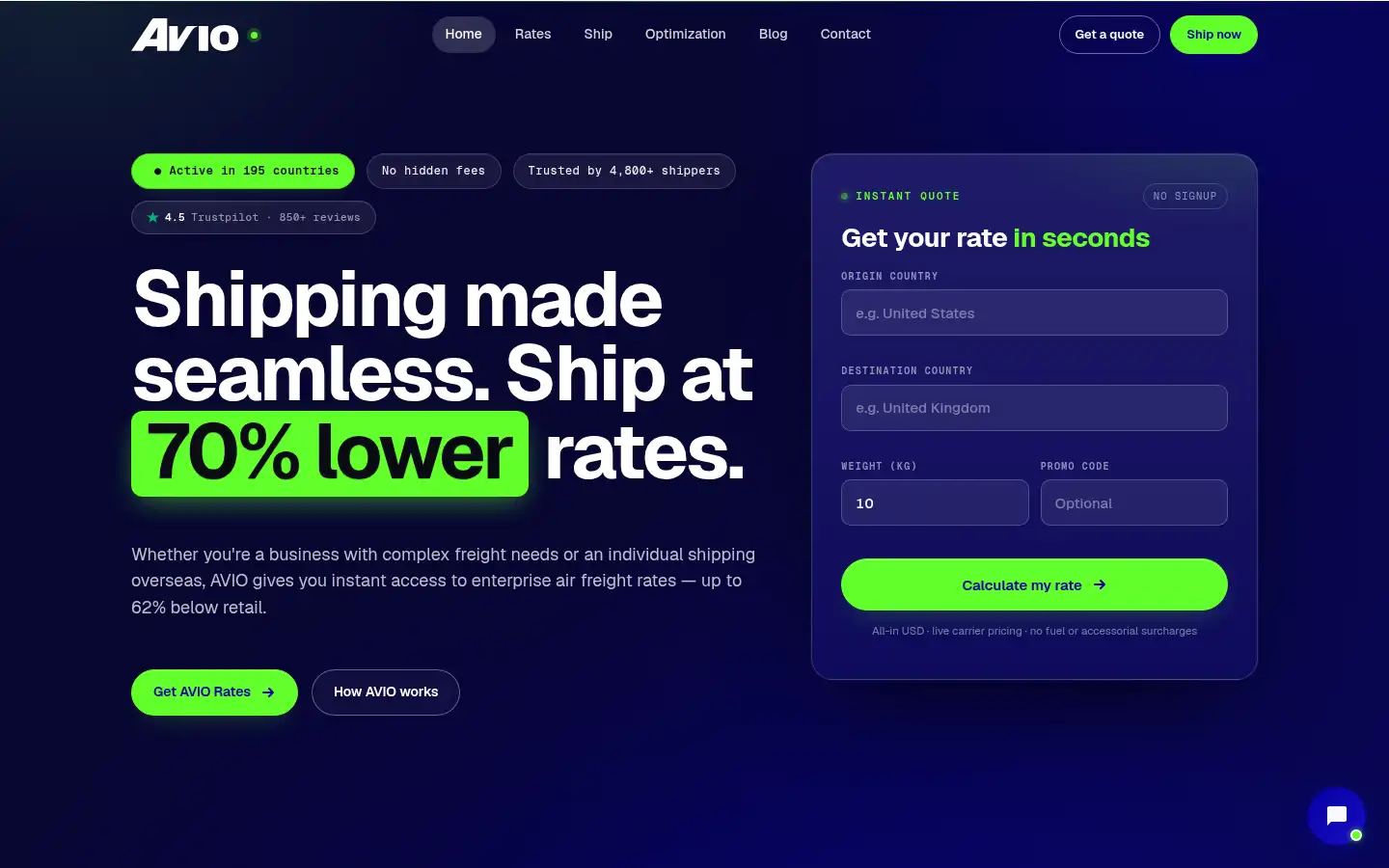 Screenshot of aviologistics.com