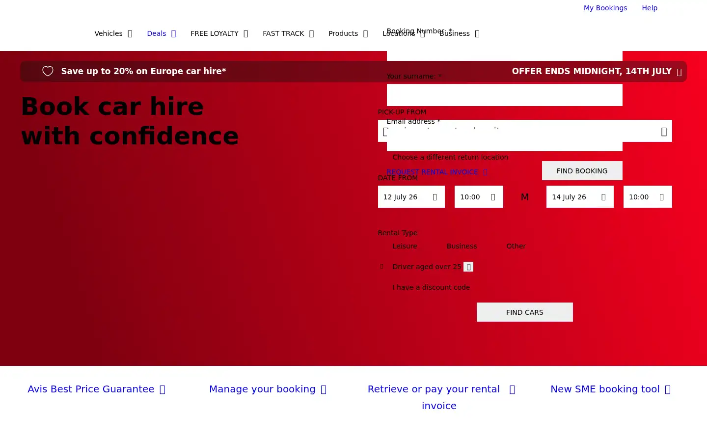 Screenshot of avis.co.uk