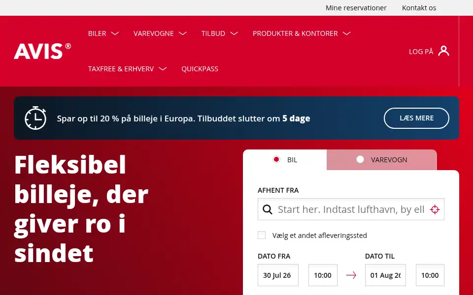Screenshot of avis.dk