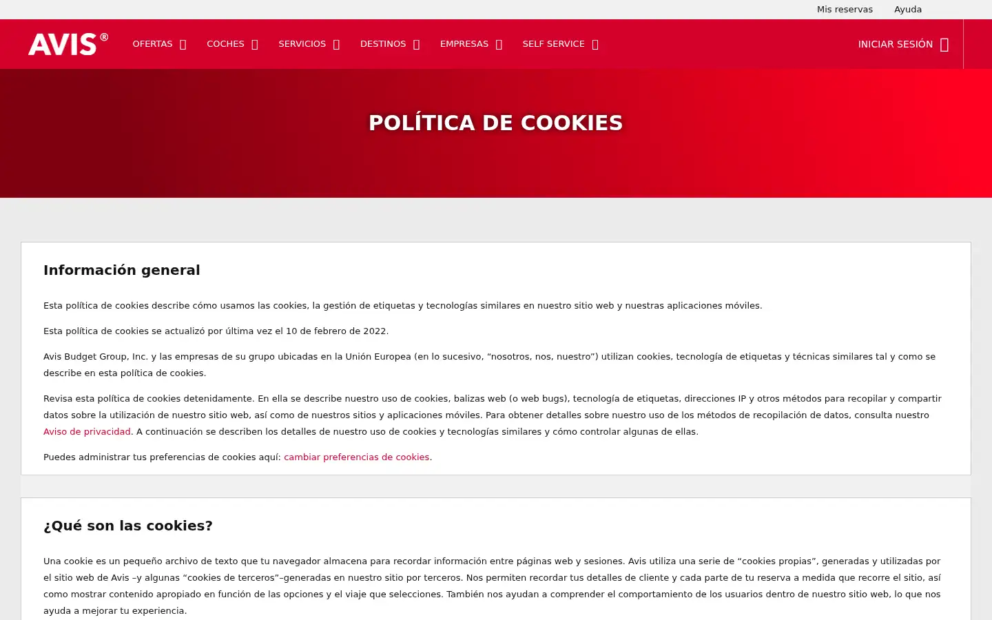 Screenshot of avis.es