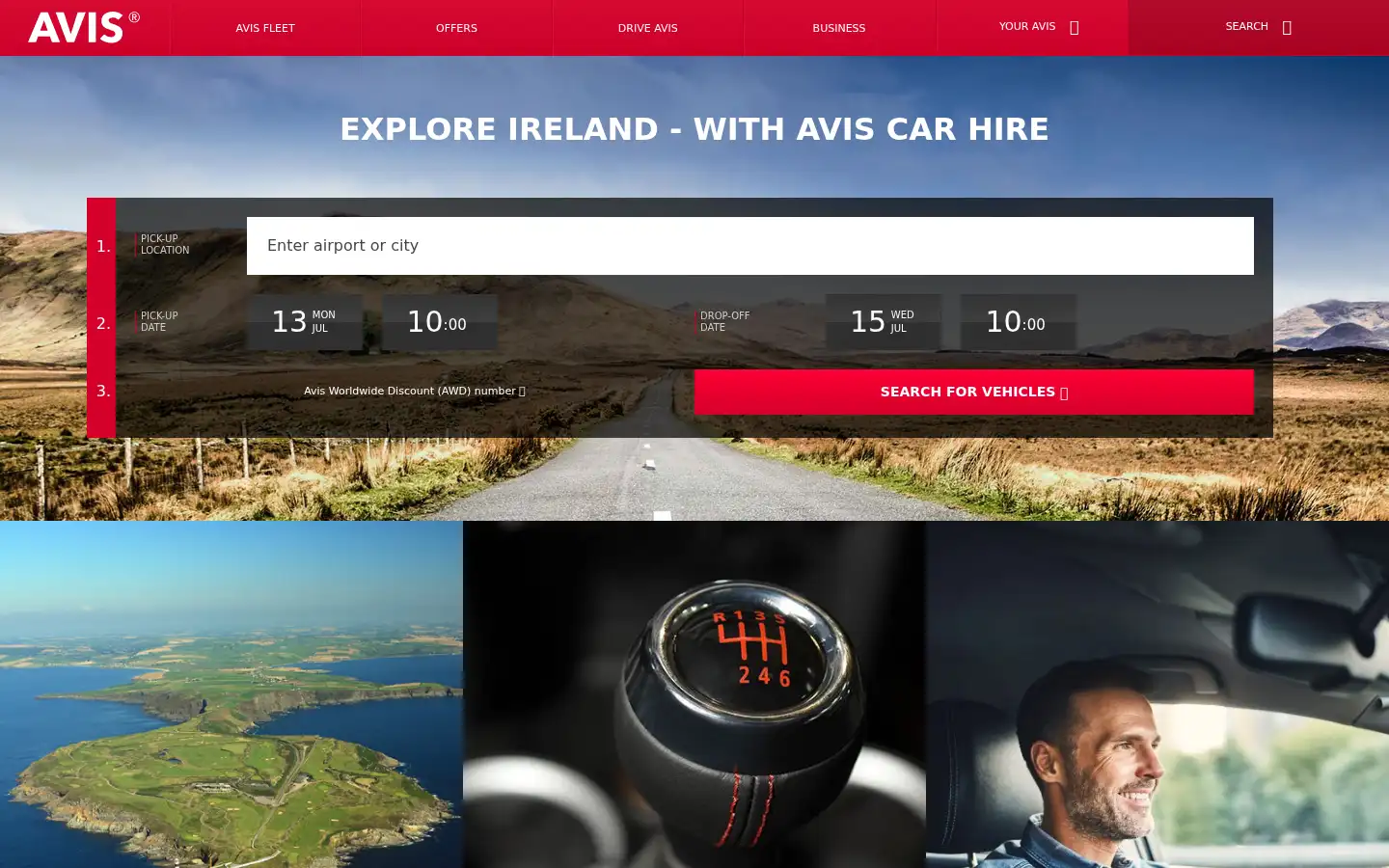 Screenshot of avis.ie