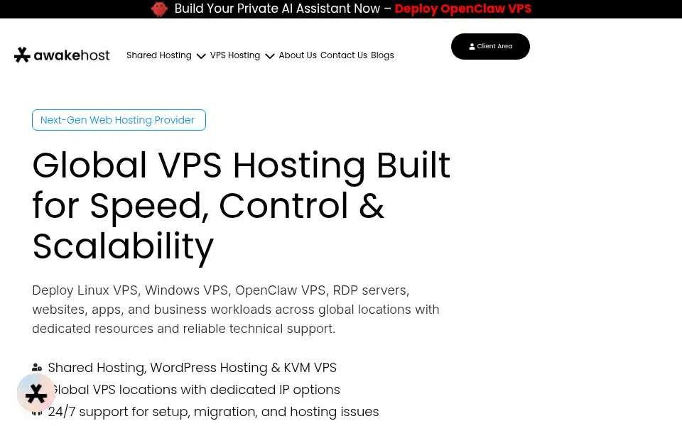 Screenshot of awakehost.com