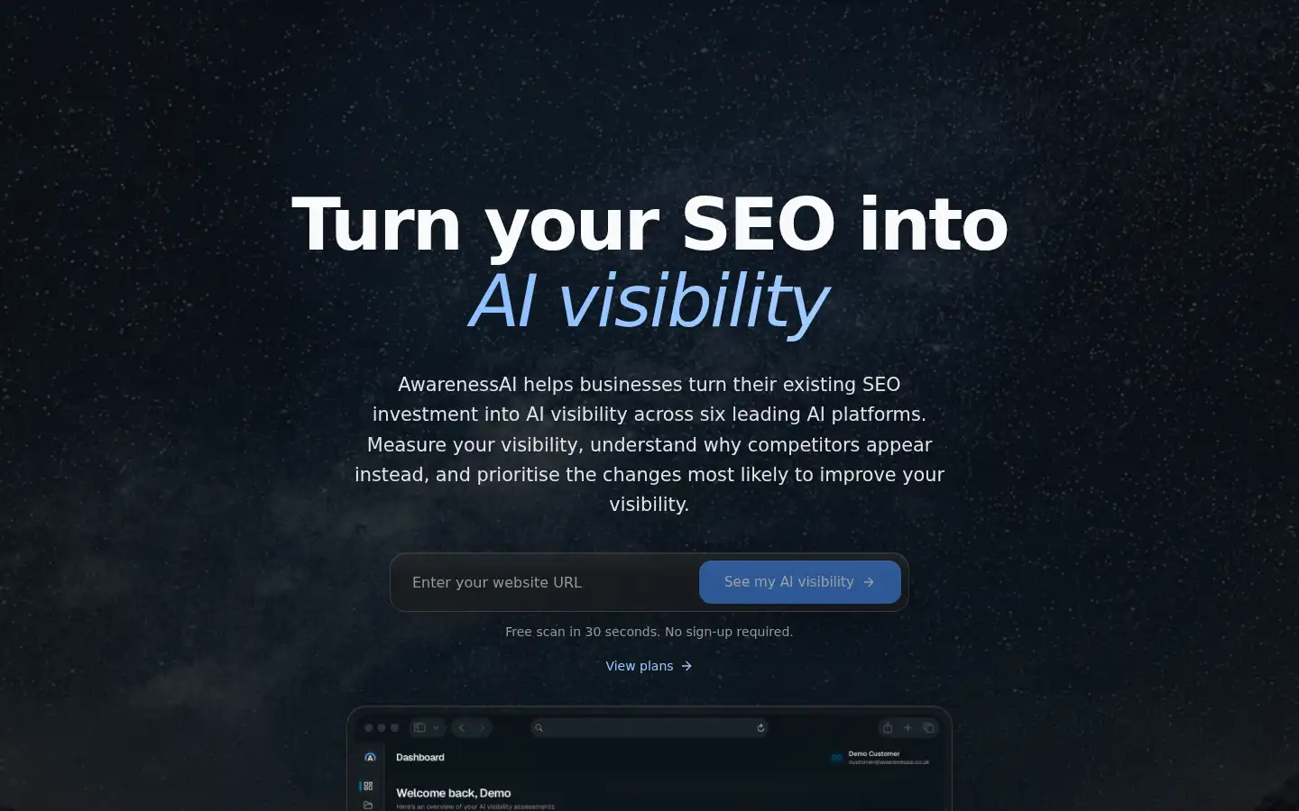 Screenshot of awarenessai.co.uk