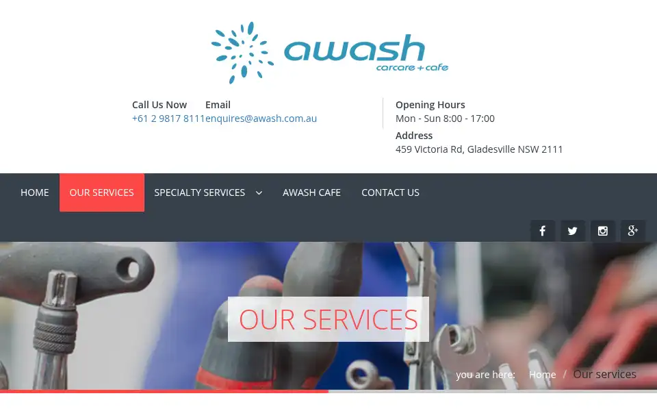Screenshot of awash.com.au