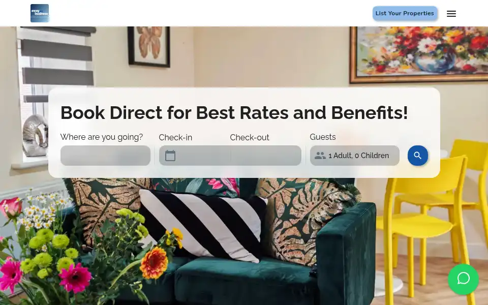 Screenshot of awayonbusiness.co.uk