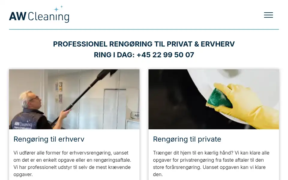 Screenshot of awcleaning.dk