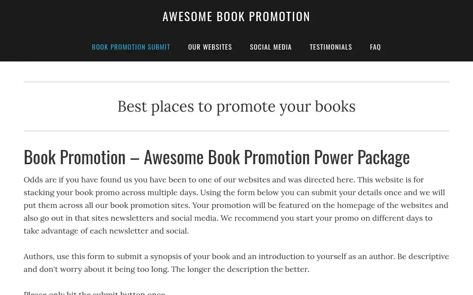 Screenshot of awesomebookpromotion.com