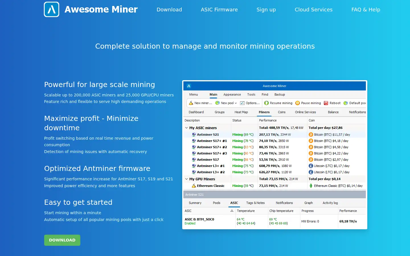 Screenshot of awesomeminer.com