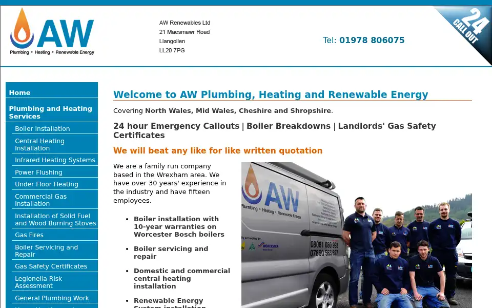 Screenshot of awrenewables.co.uk