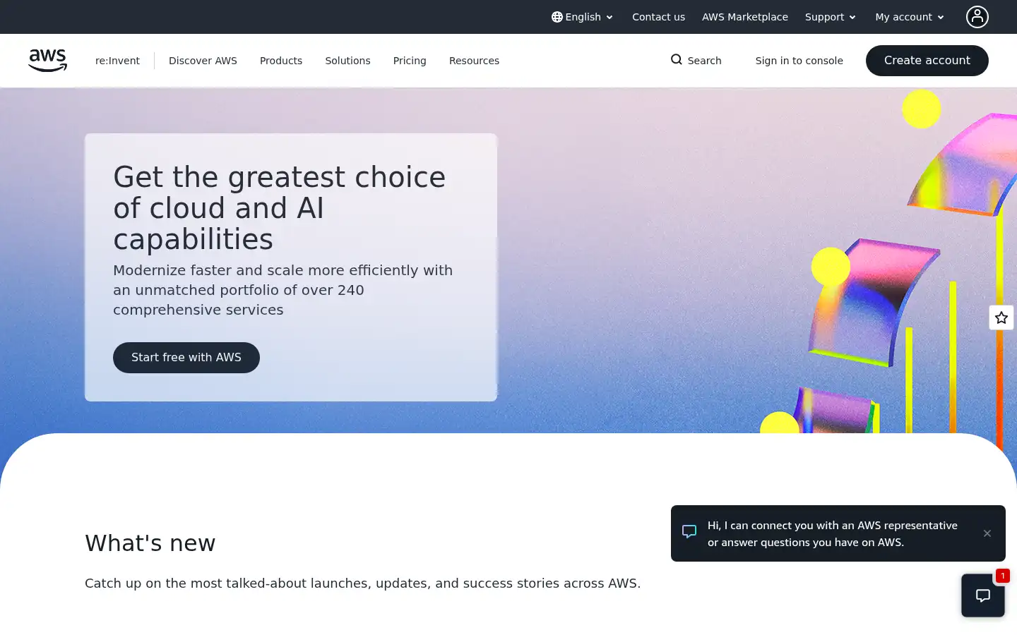 Screenshot of aws.amazon.com