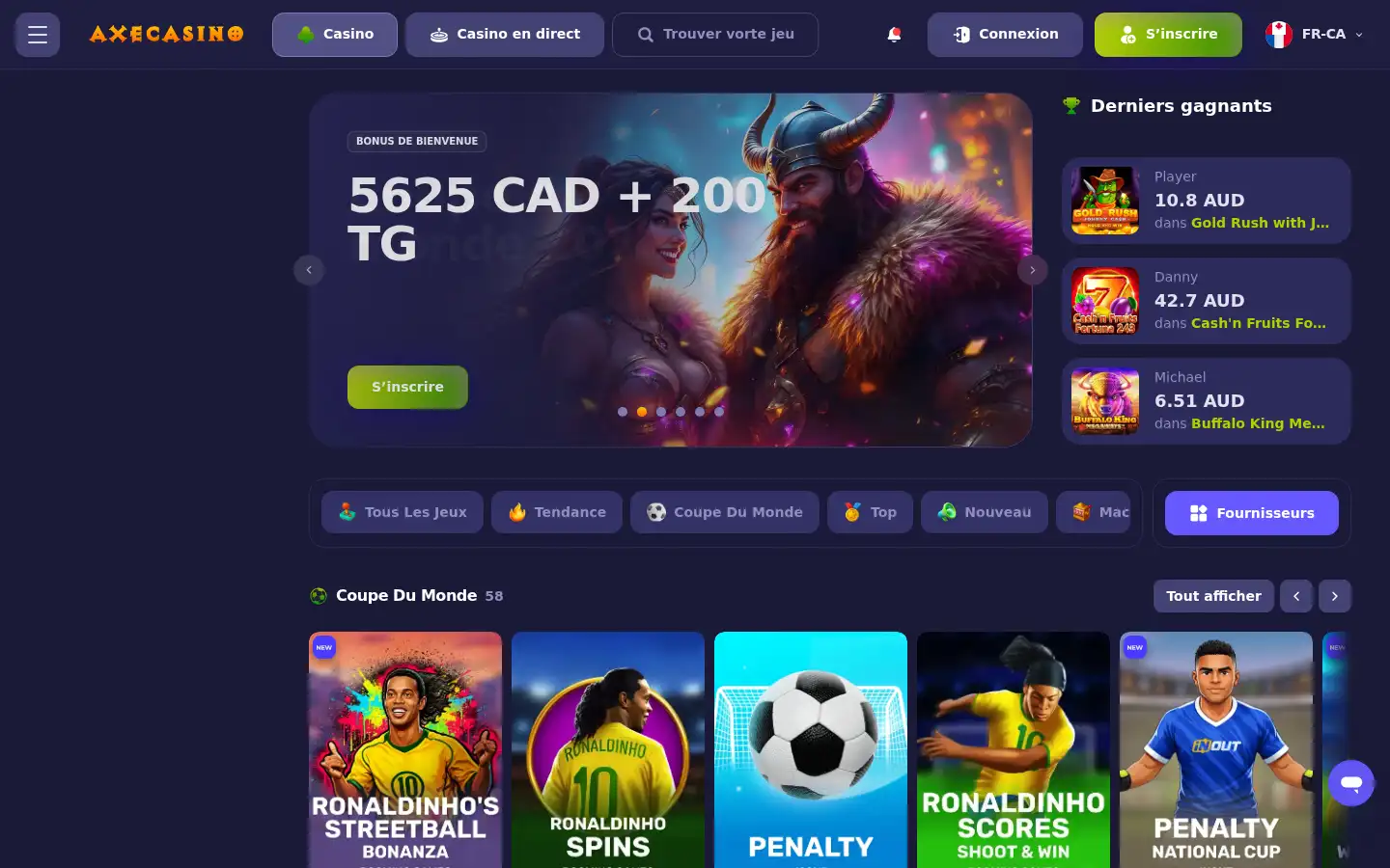 Screenshot of axecasino.com