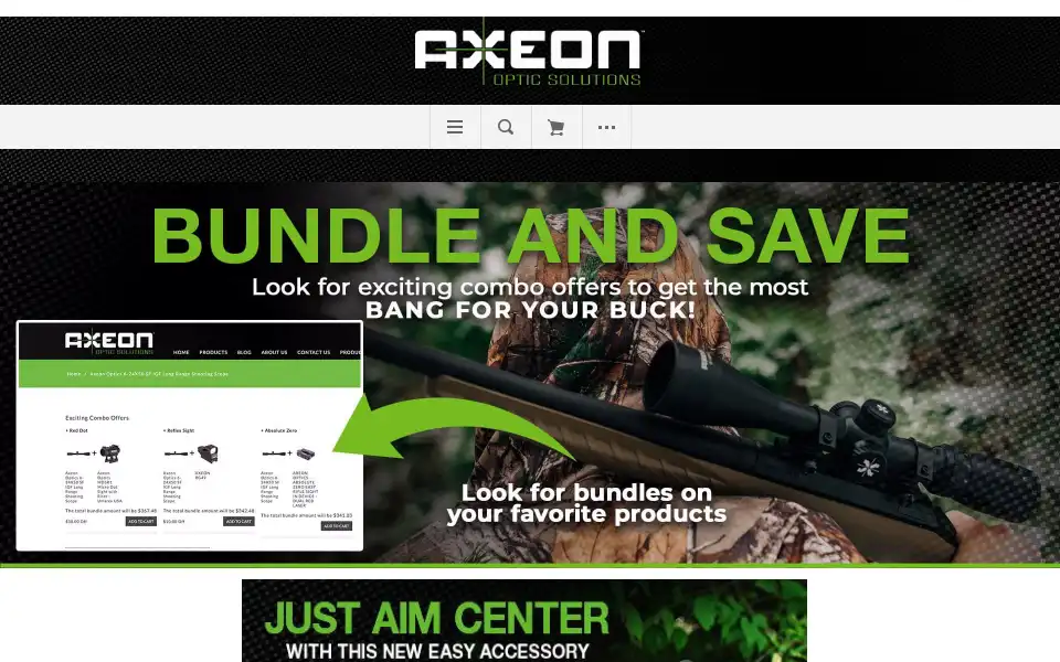 Screenshot of axeonoptics.com