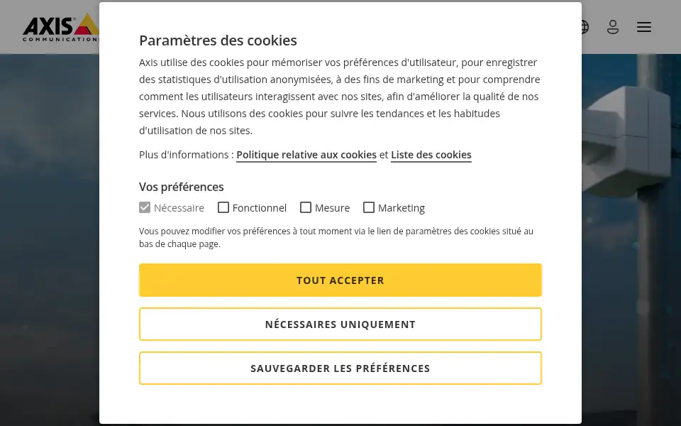 Screenshot of axis.com