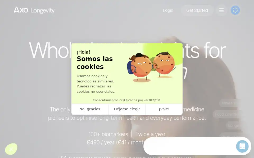 Screenshot of axolongevity.com