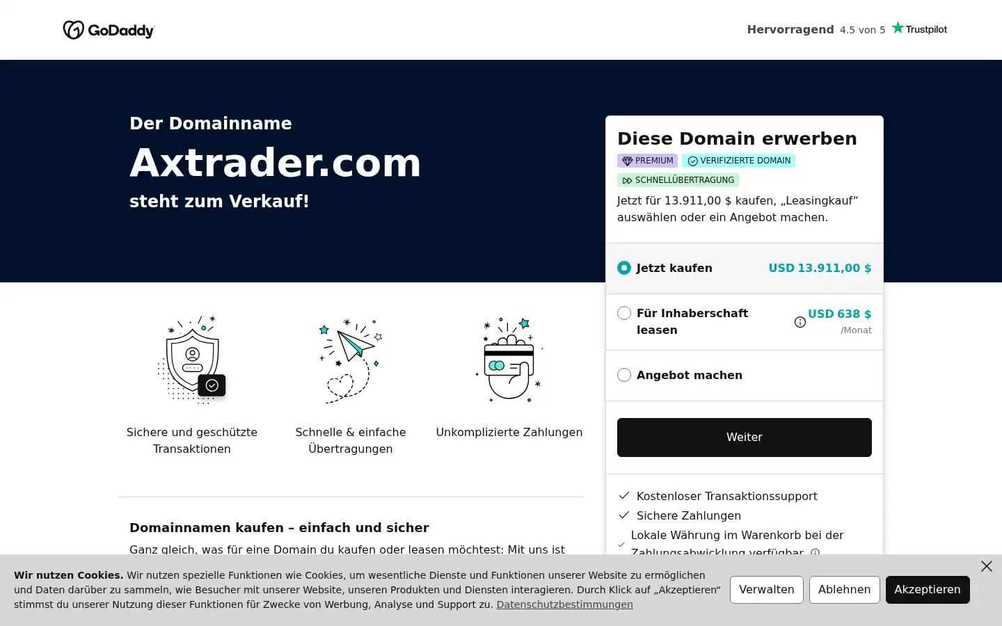 Screenshot of axtrader.com