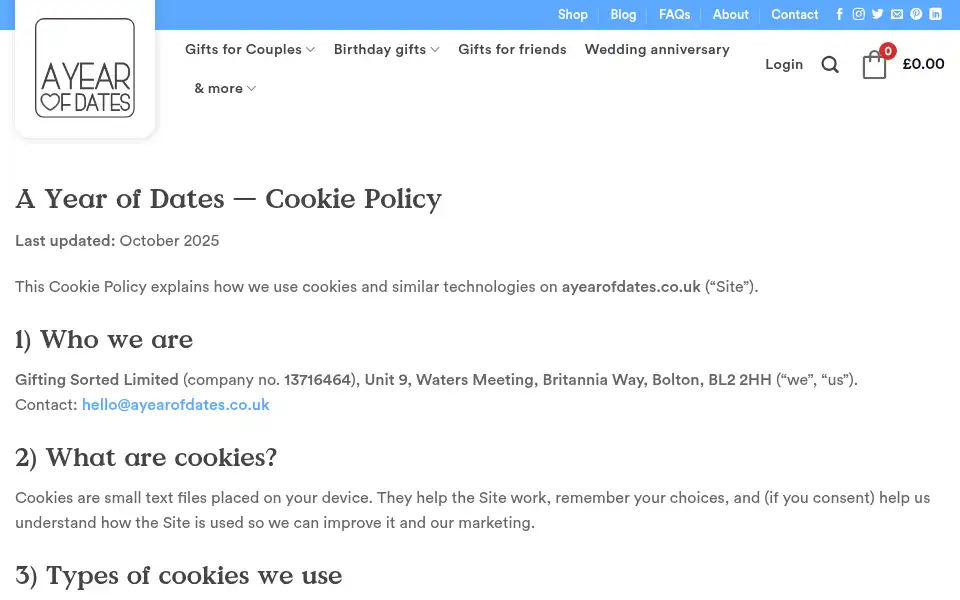 Screenshot of ayearofdates.co.uk