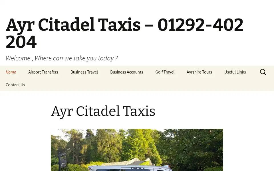 Screenshot of ayrcitadeltaxis.co.uk
