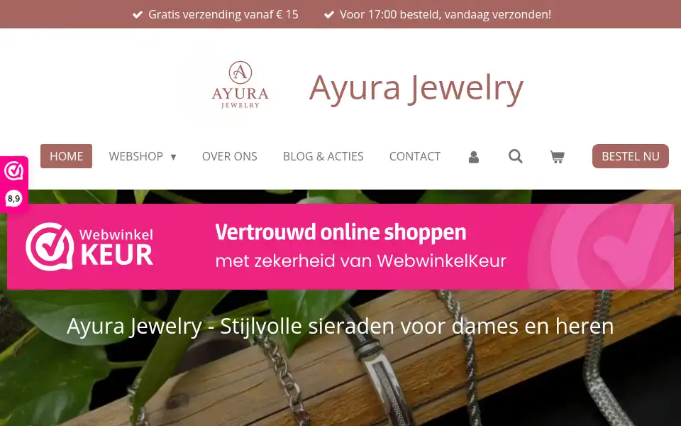 Screenshot of ayura-jewelry.nl