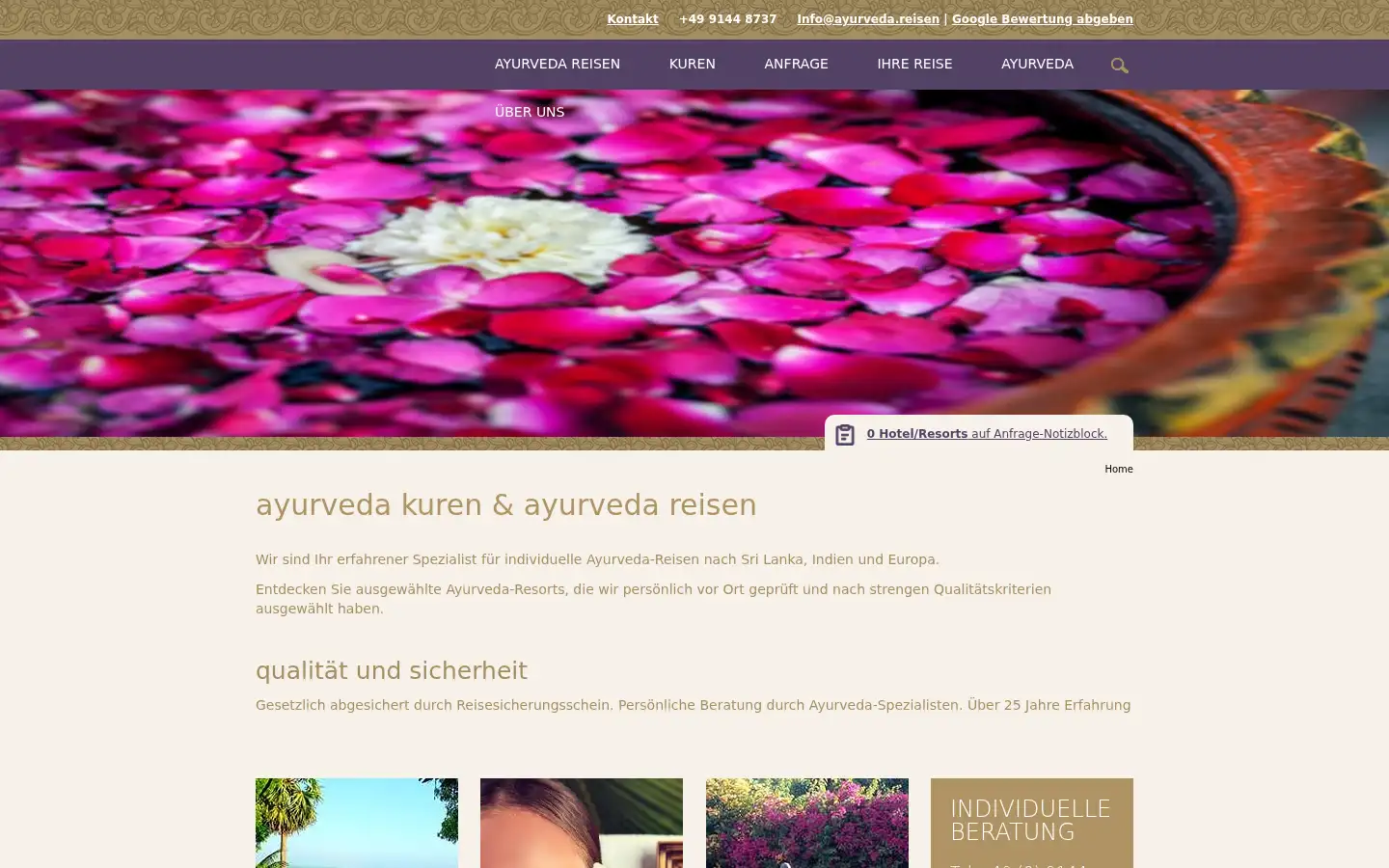 Screenshot of ayurveda.reisen